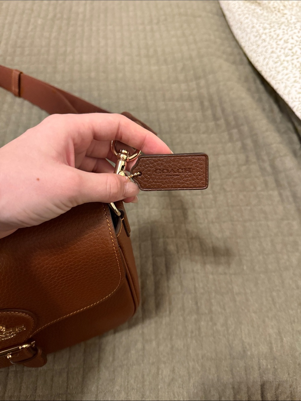 Coach Chestnut Brown Pebbled Leather Crossbody Bag - Picture 2 of 5